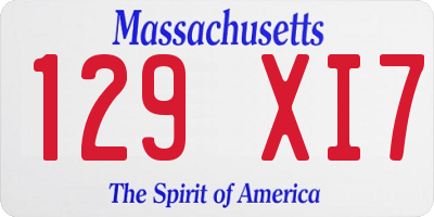MA license plate 129XI7