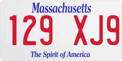 MA license plate 129XJ9