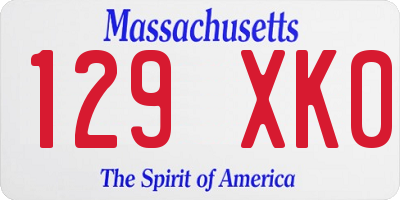 MA license plate 129XK0
