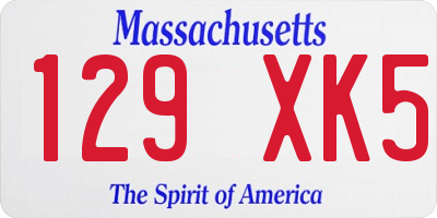 MA license plate 129XK5