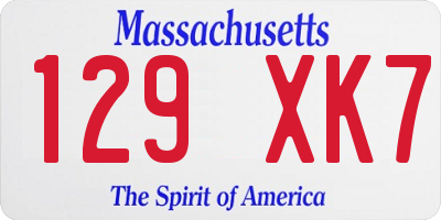 MA license plate 129XK7