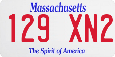 MA license plate 129XN2