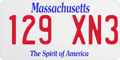 MA license plate 129XN3