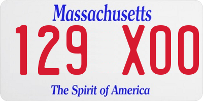 MA license plate 129XO0