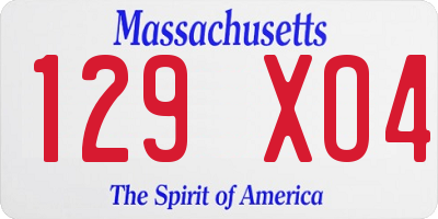 MA license plate 129XO4