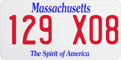 MA license plate 129XO8