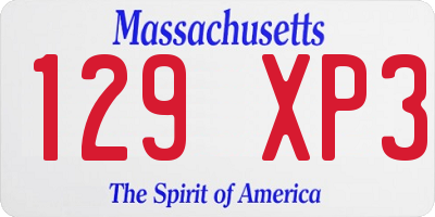 MA license plate 129XP3