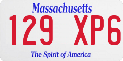 MA license plate 129XP6
