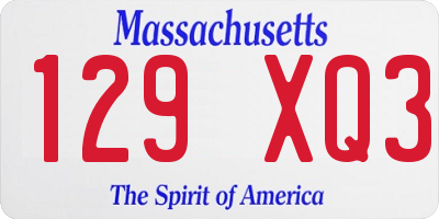 MA license plate 129XQ3