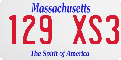 MA license plate 129XS3