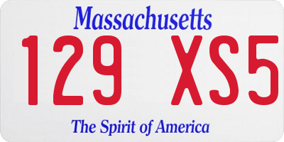 MA license plate 129XS5