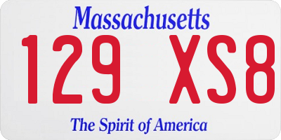 MA license plate 129XS8