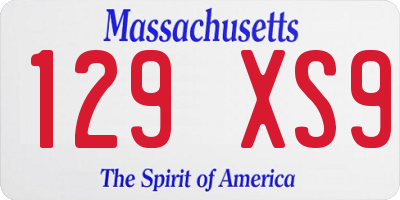 MA license plate 129XS9