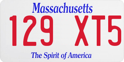 MA license plate 129XT5