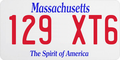 MA license plate 129XT6