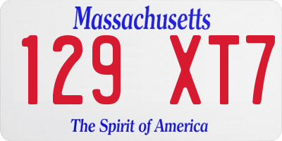 MA license plate 129XT7