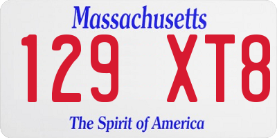 MA license plate 129XT8