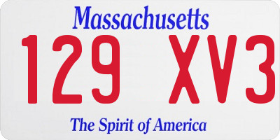 MA license plate 129XV3