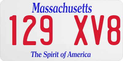 MA license plate 129XV8