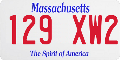 MA license plate 129XW2