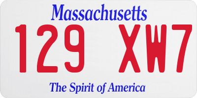 MA license plate 129XW7