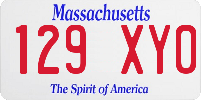 MA license plate 129XY0