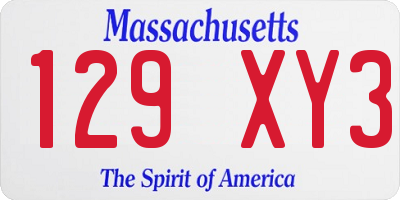 MA license plate 129XY3