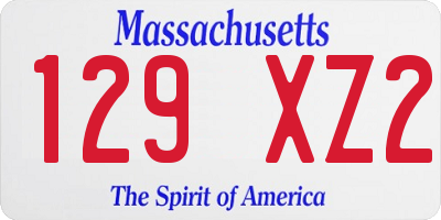 MA license plate 129XZ2