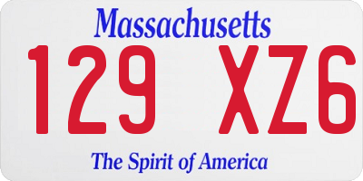 MA license plate 129XZ6