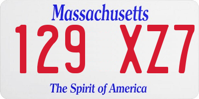 MA license plate 129XZ7