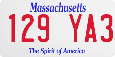 MA license plate 129YA3