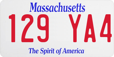 MA license plate 129YA4
