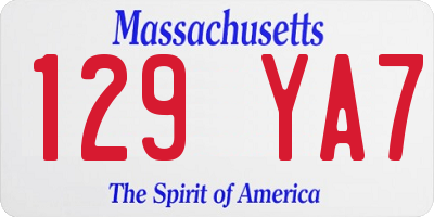 MA license plate 129YA7