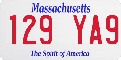 MA license plate 129YA9