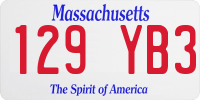 MA license plate 129YB3