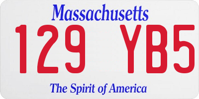 MA license plate 129YB5