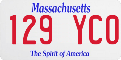 MA license plate 129YC0