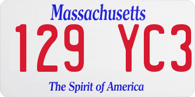 MA license plate 129YC3