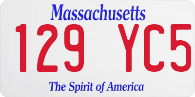 MA license plate 129YC5
