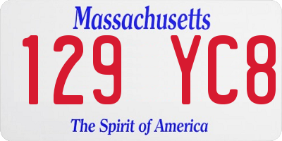 MA license plate 129YC8