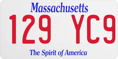 MA license plate 129YC9