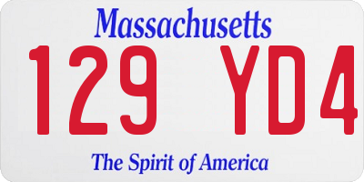 MA license plate 129YD4