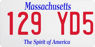 MA license plate 129YD5