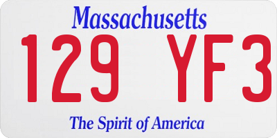 MA license plate 129YF3