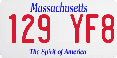 MA license plate 129YF8