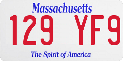MA license plate 129YF9