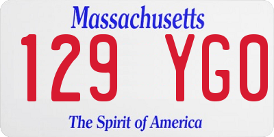 MA license plate 129YG0