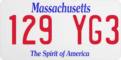 MA license plate 129YG3