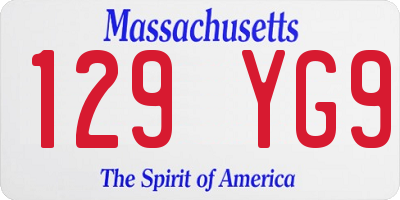 MA license plate 129YG9