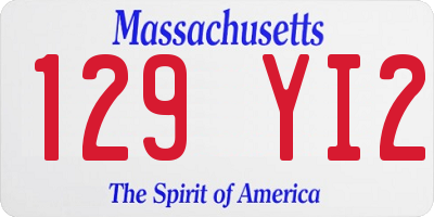 MA license plate 129YI2